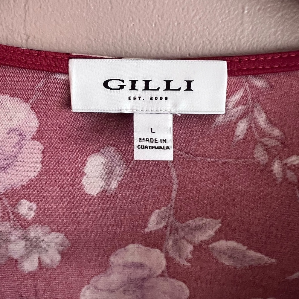 Maroon Floral Peplum Women's Top, Size Large - Picture 4 of 6